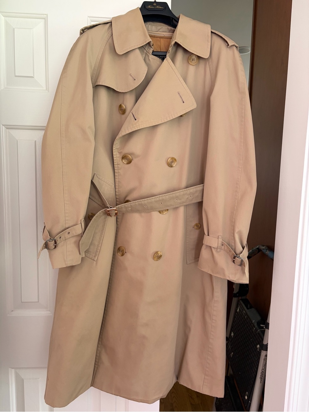 Burberry Beige Double-Breasted Trench Coat with Belt